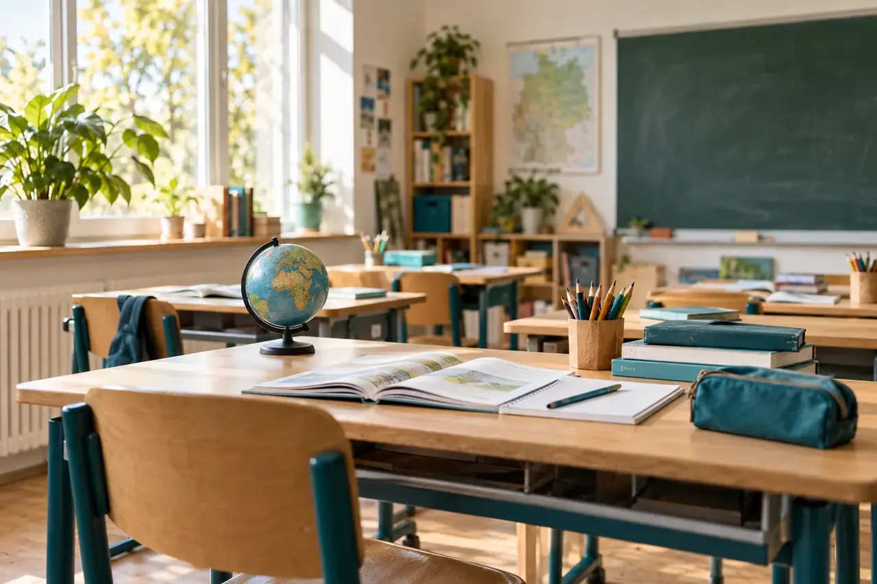 Klassenzimmer einer Schule im Kreis Lippe, in dem die Unterstützung ankommt